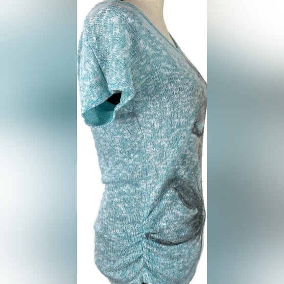 ROBIN'S NEST SS TEAL BLUE SCOOPNECK FLORAL BLOUSE MEDIUM - Picture 4 of 8